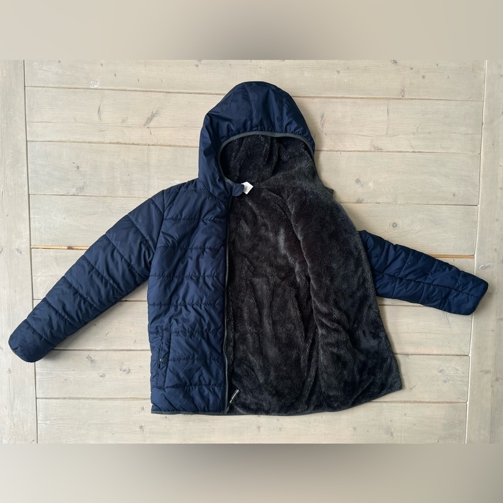 Kids' Solid Reversible Puffer Jacket - Cat & Jack size XL navy blue